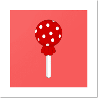 Red polka dot lollipop Posters and Art